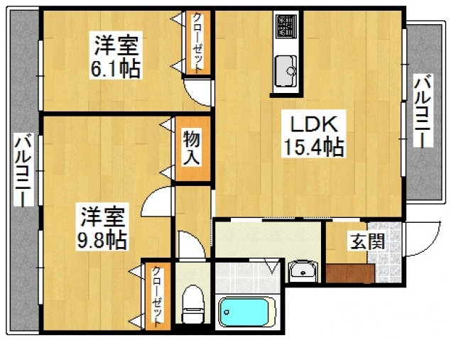 福岡市城南区鳥飼のマンションの間取り