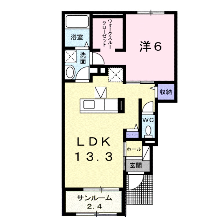 境港市上道町のアパートの間取り