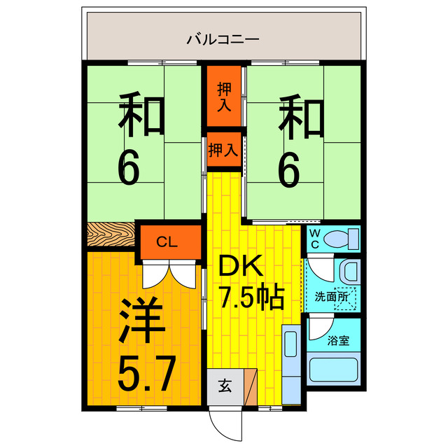 鳴門市撫養町小桑島のマンションの間取り