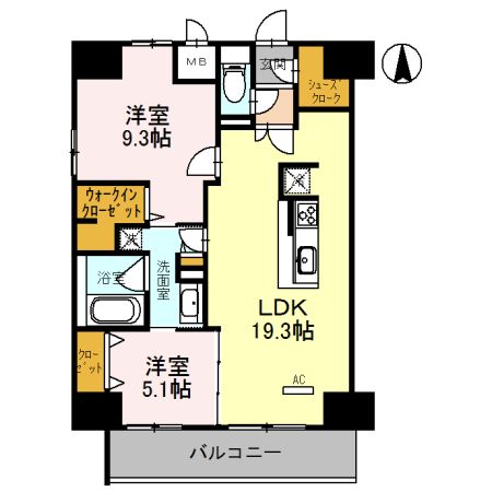 堺市堺区北花田口町のマンションの間取り