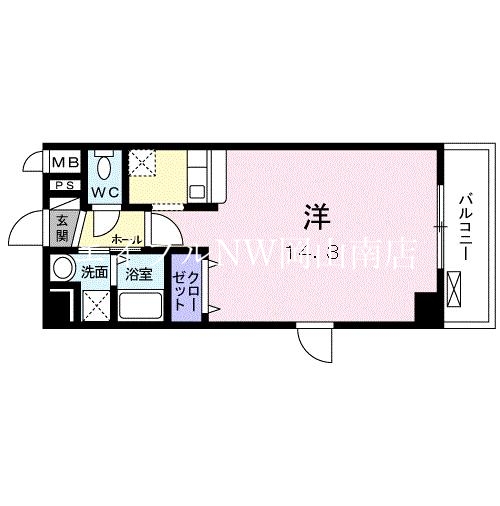 岡山市北区京橋南町のマンションの間取り