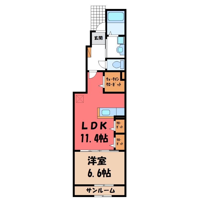 太田市藪塚町のアパートの間取り