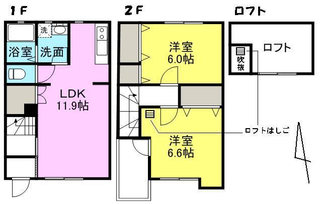 高松市香川町大野のアパートの間取り