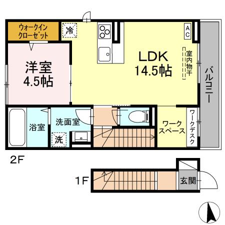 福山市木之庄町のアパートの間取り