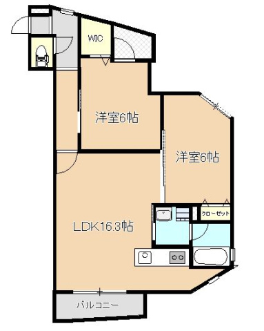 広島市中区白島九軒町のマンションの間取り