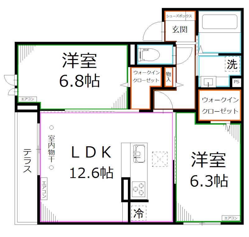 国立市東のアパートの間取り