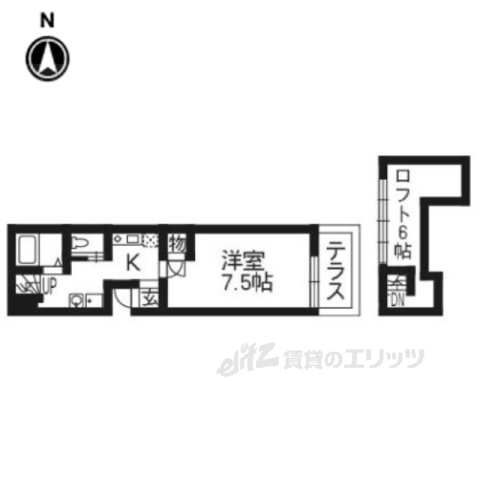 京都市中京区頭町のアパートの間取り