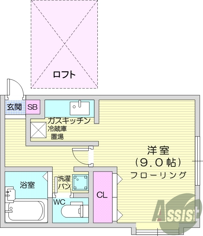 仙台市青葉区花壇のアパートの間取り