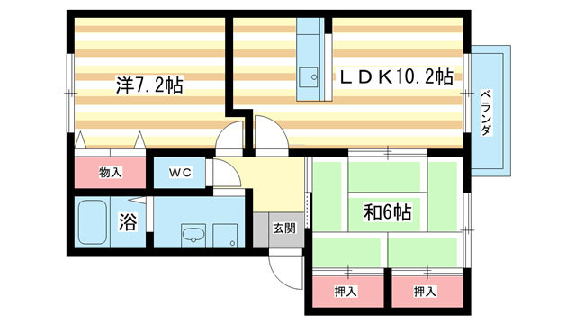 【木津川市木津のアパートの間取り】