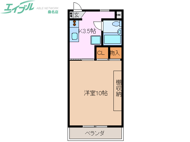 桑名市大字東方のマンションの間取り