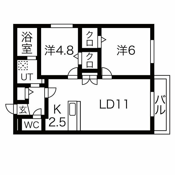 札幌市東区北三十五条東のマンションの間取り