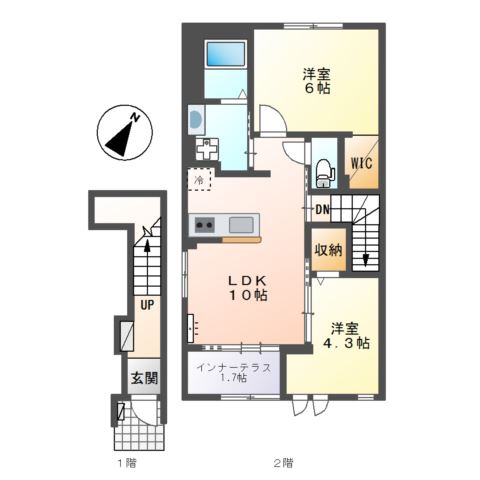 開成町古田島新築アパート工事の間取り写真