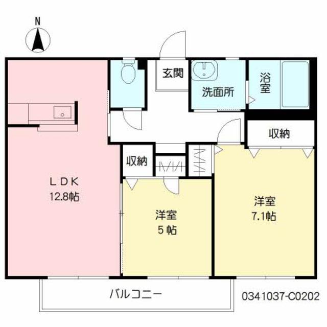 Ｓｕｎｎｙ　ｃｏｕｒｔ　屋野　III棟の間取り