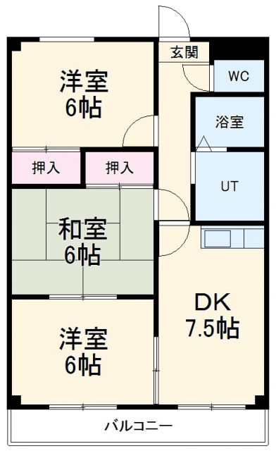 各務原市那加日吉町のマンションの間取り