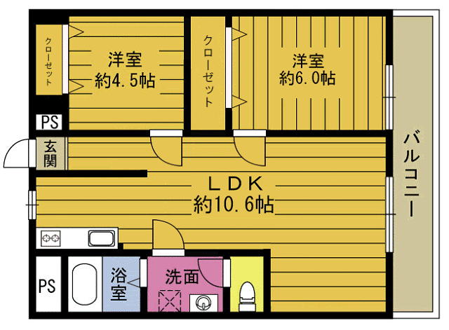 大洲Ｒアパートメントの間取り