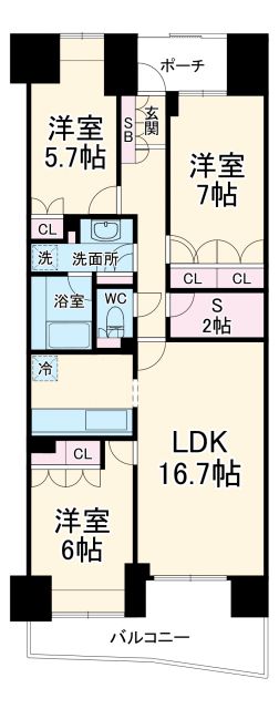 船橋市湊町のマンションの間取り