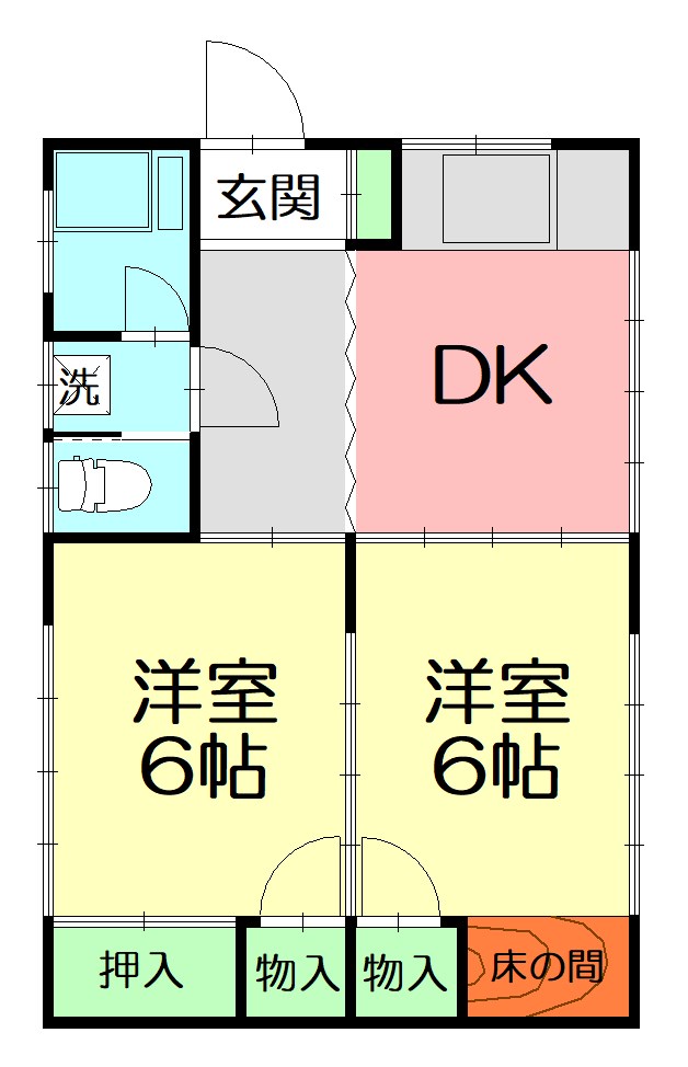 守屋アパートIIII号棟の間取り