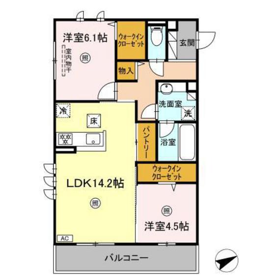 広島市安佐南区安東のアパートの間取り