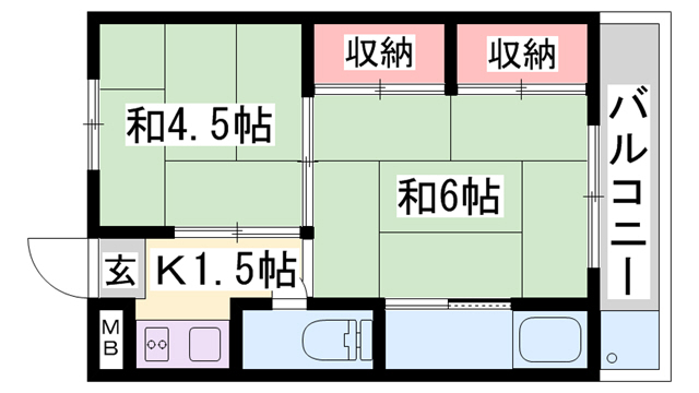 ビレッジハウス西夢前第二の間取り