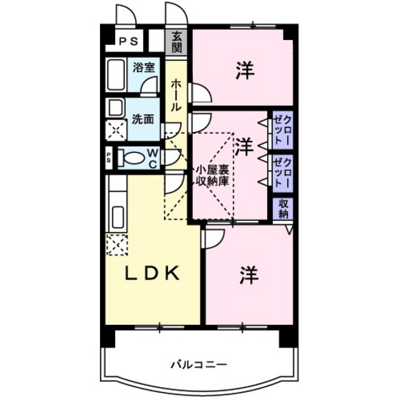 【広島市東区福田のマンションの間取り】