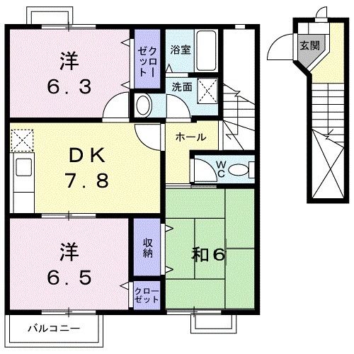 岩出市南大池のアパートの間取り