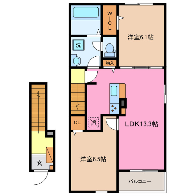 桑名市大字小貝須のアパートの間取り