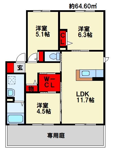 グリーンタウン　E棟の間取り