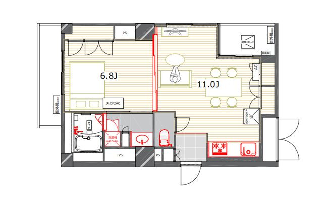 目黒区下目黒のマンションの間取り