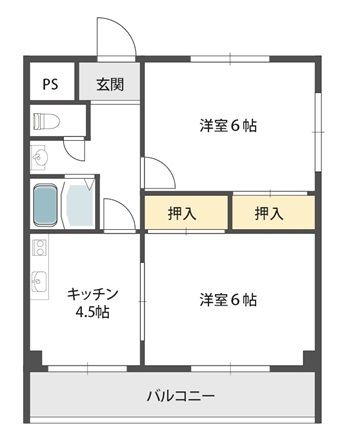 東大阪市角田のマンションの間取り