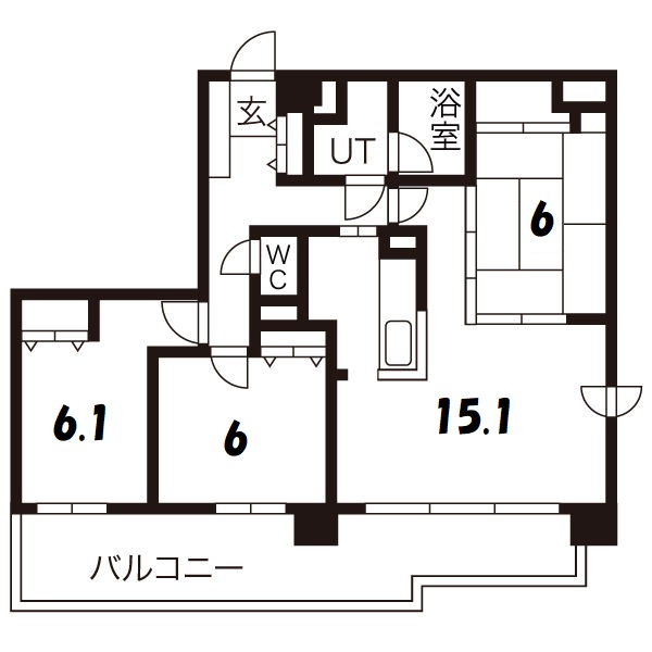 【ＭＡＮＳＩＯＮ　ＫＵＲＯＤＡ山鼻１９条ＩＩの間取り】