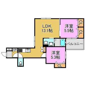 豊中市庄内栄町のアパートの間取り