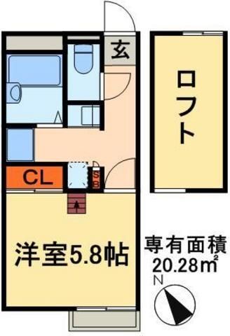 流山市流山のアパートの間取り