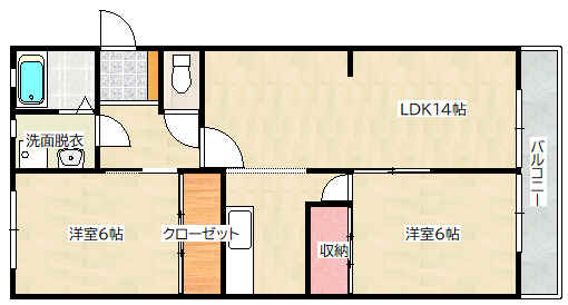 広島市佐伯区利松のマンションの間取り