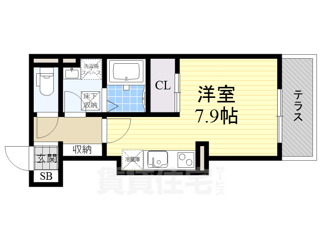 大阪市西成区玉出中のアパートの間取り