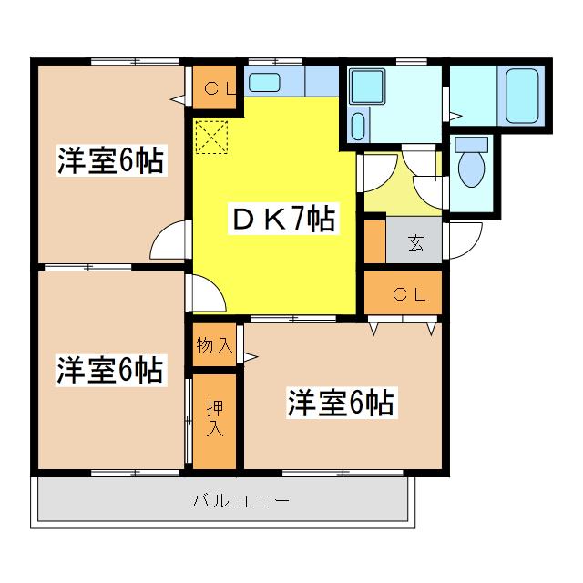 東広島市西条御条町のマンションの間取り