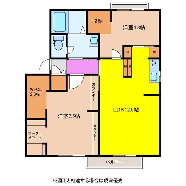 大村市富の原のアパートの間取り