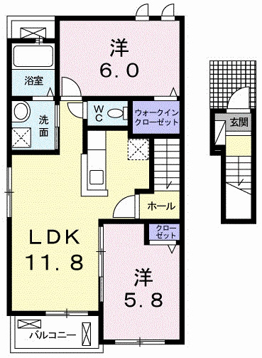 土佐市蓮池のアパートの間取り