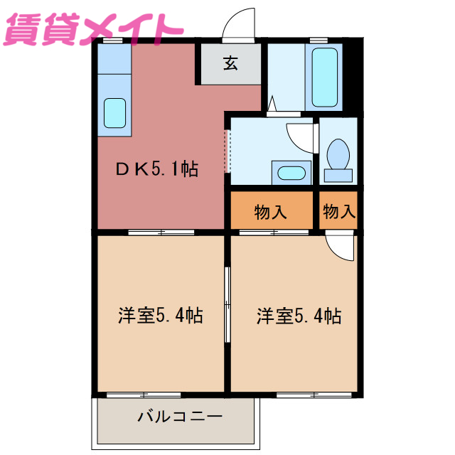 四日市市川北のアパートの間取り