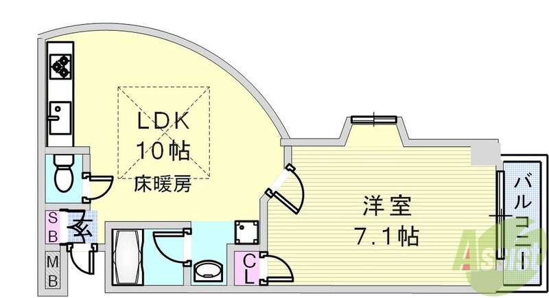 神戸市長田区北町のマンションの間取り