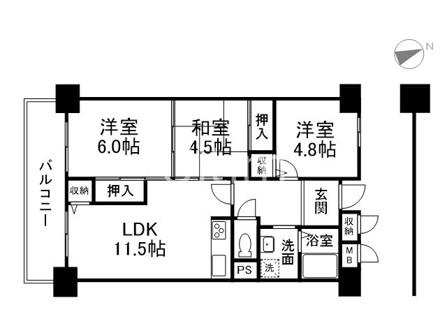 【ハイツ伏見桃山の間取り】