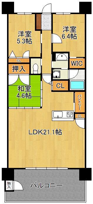 北九州市小倉北区馬借のマンションの間取り