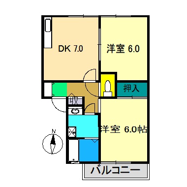 エステート六泉寺 A棟の間取り