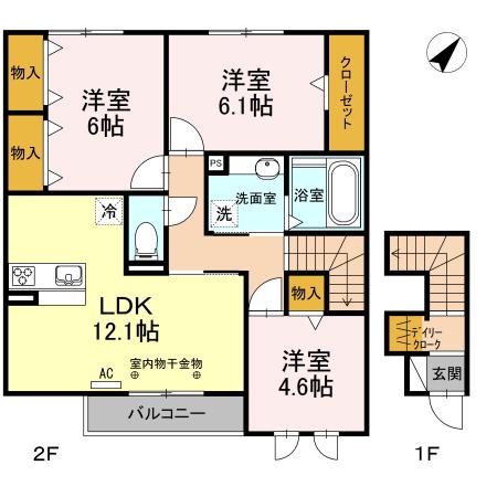 豊橋市東幸町のアパートの間取り