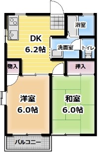 前橋市富田町のアパートの間取り