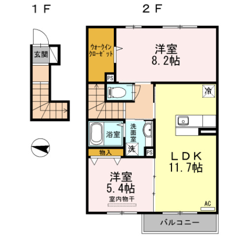 竹原市下野町のアパートの間取り