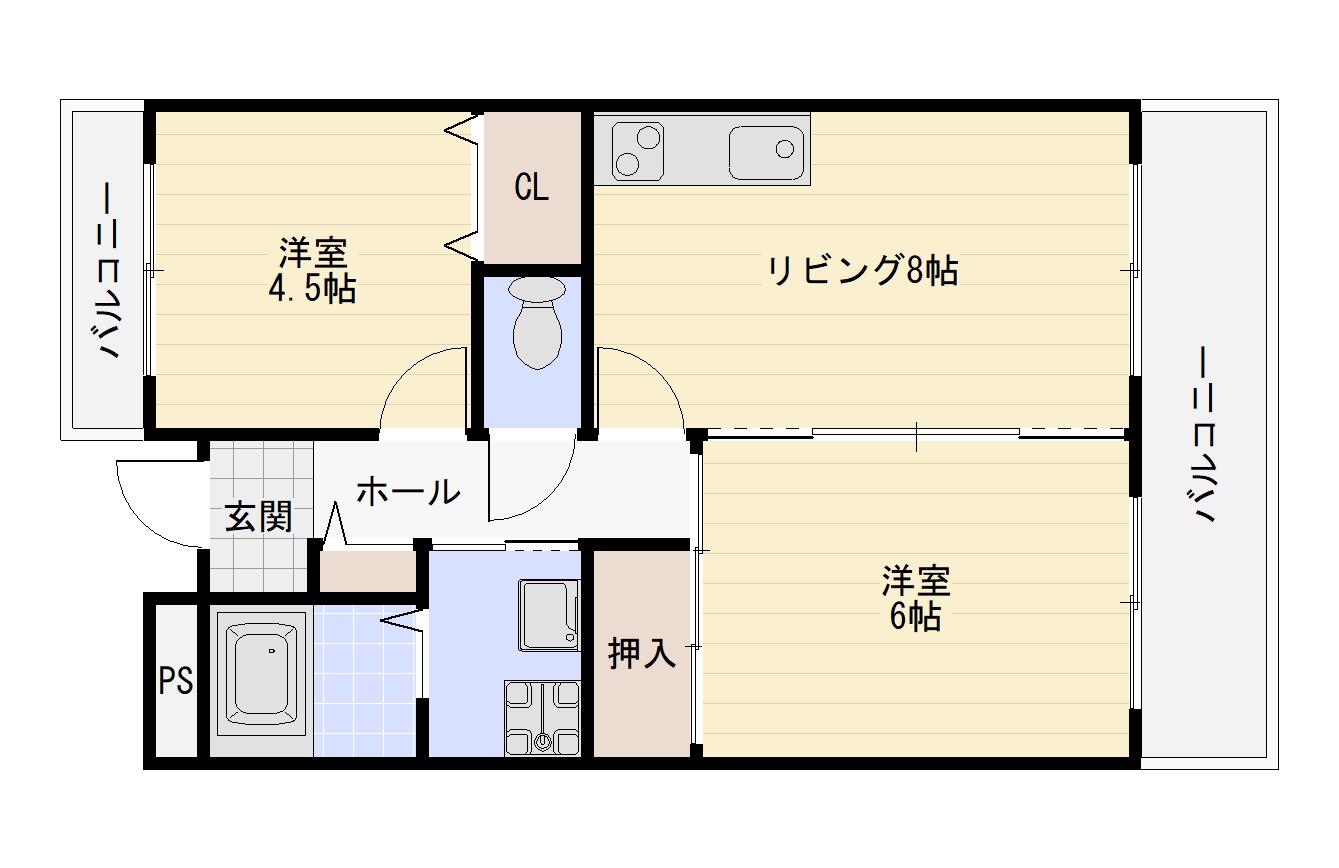 大阪市平野区長吉川辺のマンションの間取り