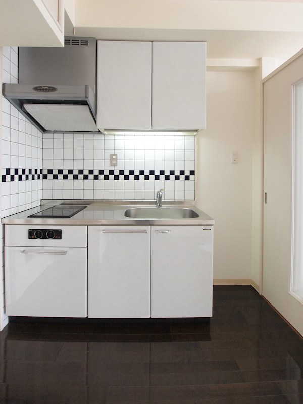 キッチン　2口コンロ付きのシステムキッチン。