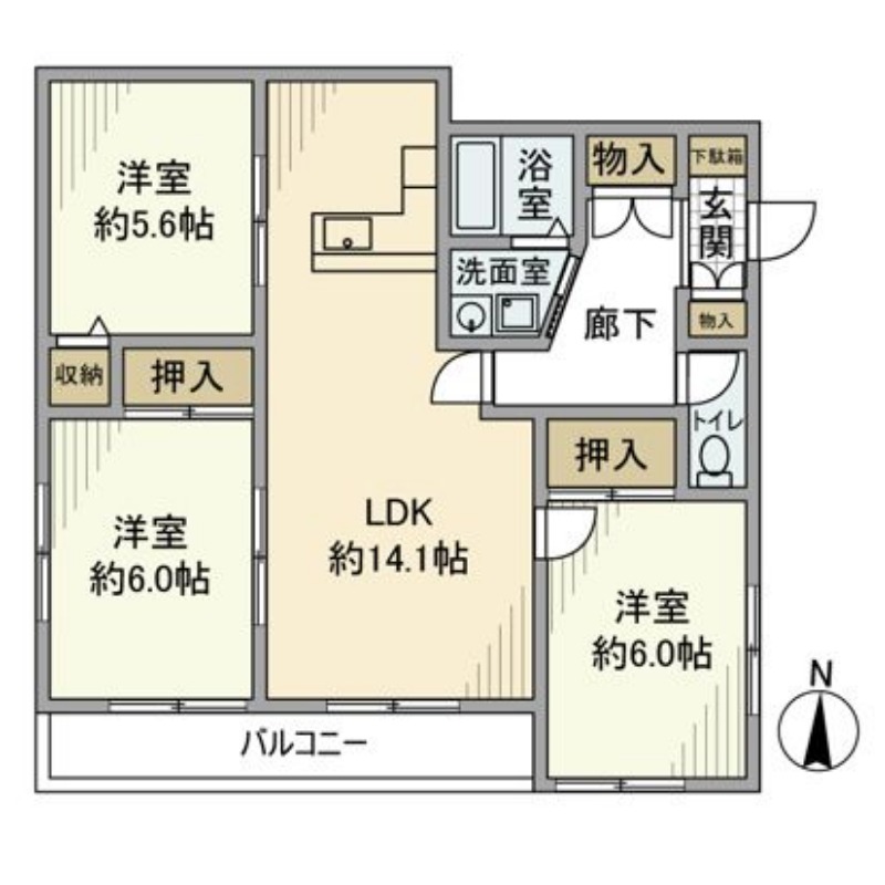 東京メトロ有楽町線 地下鉄成増駅 徒歩6分 4階建 築45年の間取り写真