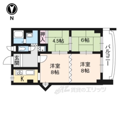 【京都市中京区小結棚町のマンションの間取り】