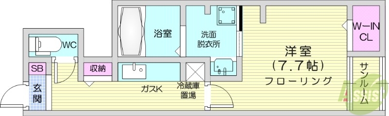 仙台市宮城野区岩切のアパートの間取り